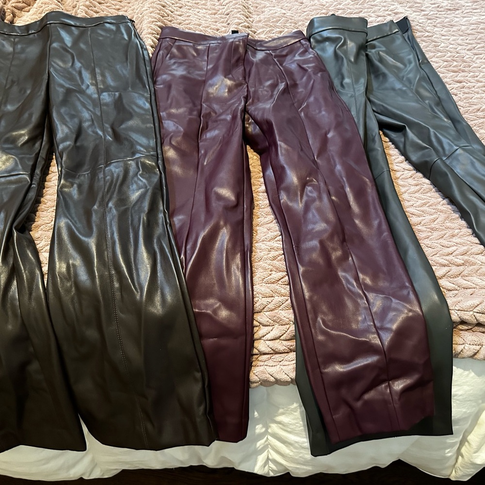 Set of 3 pairs pleather pants from Ann Taylor. Size 4